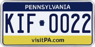 PA license plate KIF0022