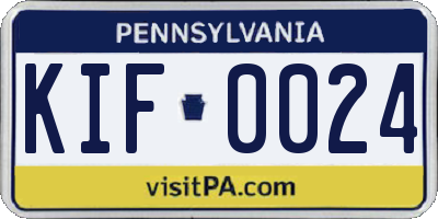 PA license plate KIF0024