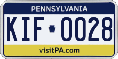 PA license plate KIF0028
