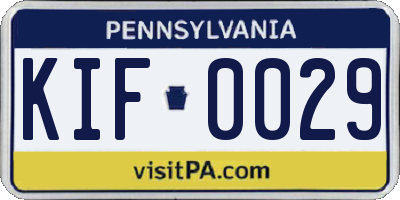 PA license plate KIF0029
