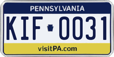 PA license plate KIF0031