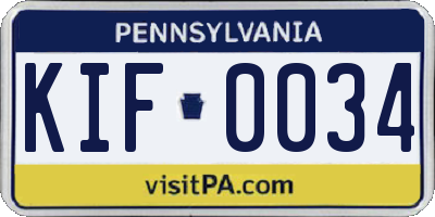 PA license plate KIF0034