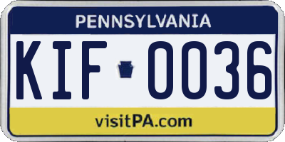 PA license plate KIF0036