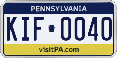 PA license plate KIF0040