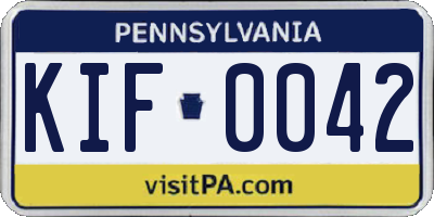 PA license plate KIF0042