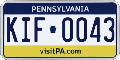 PA license plate KIF0043