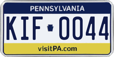 PA license plate KIF0044