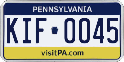 PA license plate KIF0045