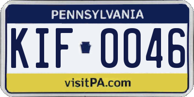 PA license plate KIF0046