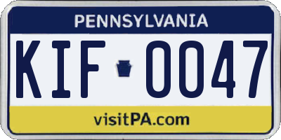 PA license plate KIF0047
