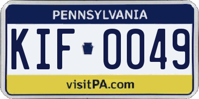 PA license plate KIF0049