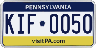 PA license plate KIF0050