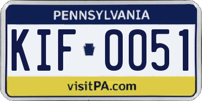PA license plate KIF0051