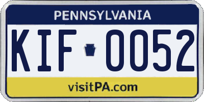 PA license plate KIF0052