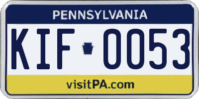 PA license plate KIF0053