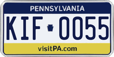 PA license plate KIF0055
