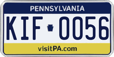 PA license plate KIF0056