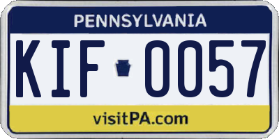 PA license plate KIF0057