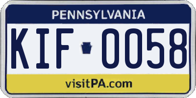PA license plate KIF0058