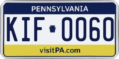 PA license plate KIF0060