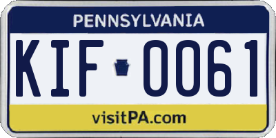 PA license plate KIF0061