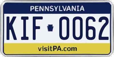 PA license plate KIF0062