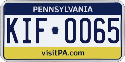 PA license plate KIF0065