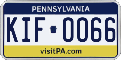 PA license plate KIF0066