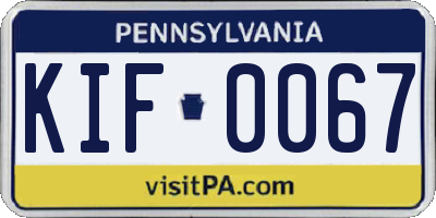 PA license plate KIF0067