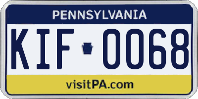 PA license plate KIF0068