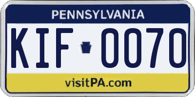 PA license plate KIF0070