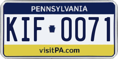 PA license plate KIF0071