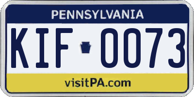 PA license plate KIF0073