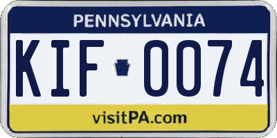 PA license plate KIF0074
