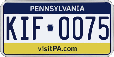 PA license plate KIF0075