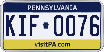 PA license plate KIF0076