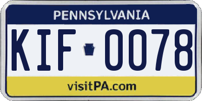 PA license plate KIF0078