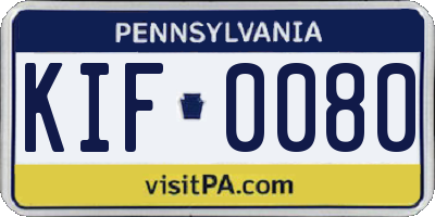 PA license plate KIF0080
