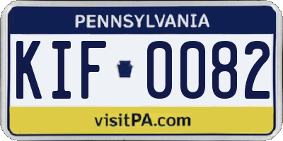 PA license plate KIF0082