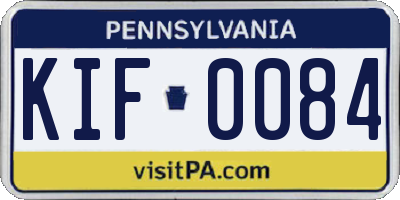 PA license plate KIF0084