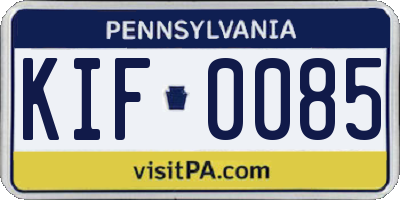 PA license plate KIF0085