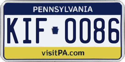 PA license plate KIF0086