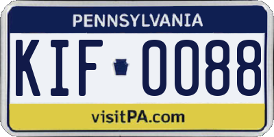 PA license plate KIF0088