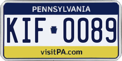 PA license plate KIF0089
