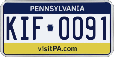 PA license plate KIF0091