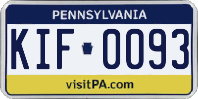 PA license plate KIF0093