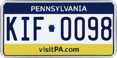 PA license plate KIF0098