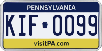 PA license plate KIF0099