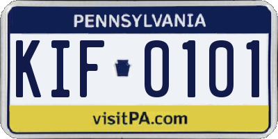 PA license plate KIF0101