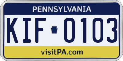 PA license plate KIF0103